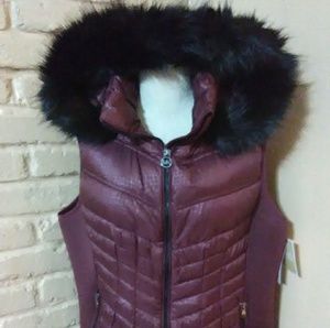 Michael Kors Burgundy Hooded Vest Size XL